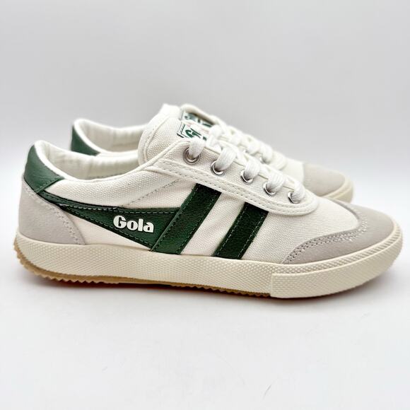 Gola Womens Badminton Sneakers US 5 EU 35 White Green Leather Low Top NIB - Picture 4 of 14